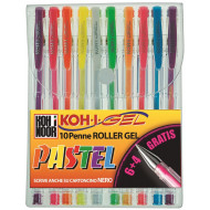 BLISTER 10 PENNE COLORI PASTELLO PENNE ROLLER KOH-I GEL SCRIVONO ANCHE SU CARTONCINO NERO KOH I NOOR ITALIA