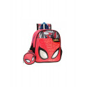 ZAINO ASILO SPIDERMAN COMIC MARVEL ORIGINAL 22X25X10CM 1 ZIP CON ASTUCCIO TONDO 9X9X4CM OMAGGIO ZAINETTO UOMO RAGNO