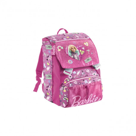 ZAINO SCUOLA SDOPPIABILE BARBIE PAWER PASTELS MATTEL ORIGINAL ZAINO ESTENSIBILE 41X27X22CM ROSA SEVEN ITALY