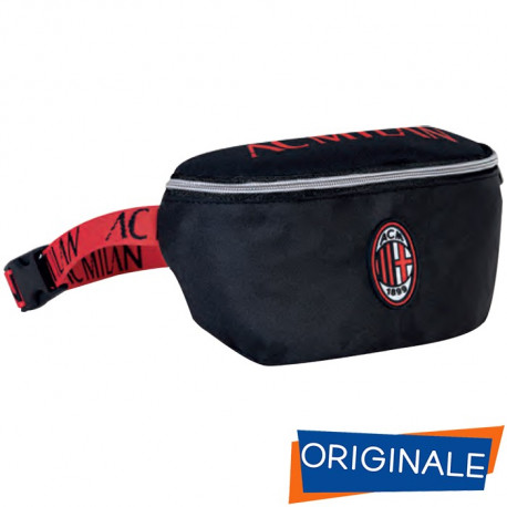 MARSUPIO AC MILAN GROSS&GO 23X8X10CM NERO CON LOGO CINTURA ROSSONERA PRODOTTO UFFICIALE DA SEVEN ITALY