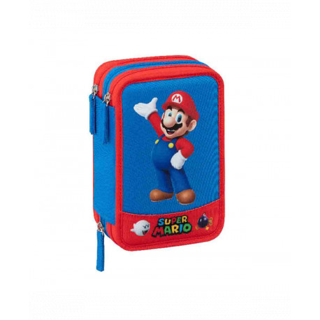 ASTUCCIO 3 ZIP A LIBRO SUPERMARIO NINTENDO COMPLETO 45PZ PENNA FRIXION COLORI GIOTTO+ACCESSORI PANINI SCUOLA ITALY