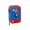 ASTUCCIO 3 ZIP A LIBRO SUPERMARIO NINTENDO COMPLETO 45PZ PENNA FRIXION COLORI GIOTTO+ACCESSORI PANINI SCUOLA ITALY