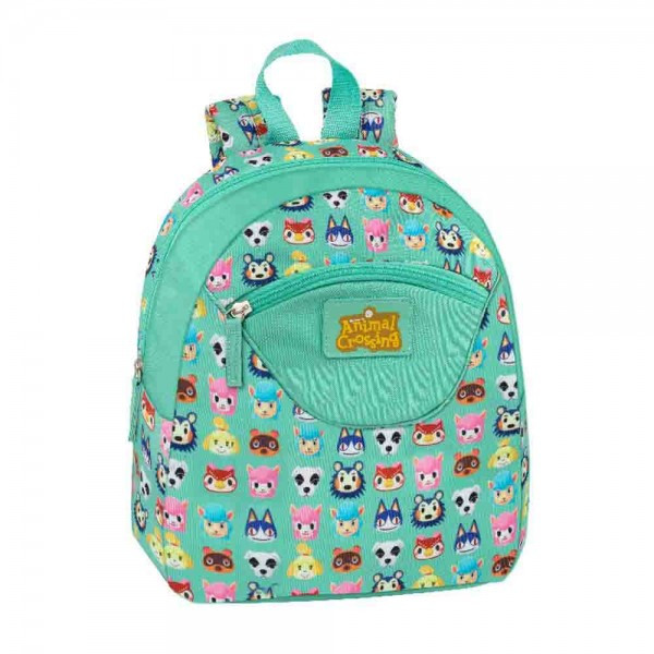 ZAINO ASILO ANIMAL CROSSING 3 CERNIERE VERDE 30X26X14CM STAMPA FACCINE  ANIMALI CON GLITTER PANINI SCUOLA ITALY - Parole e Pensieri