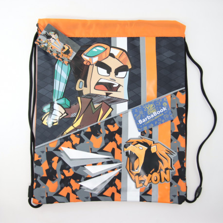 ZAINO COULISSE LYON GAMER ORIGINAL 41X34CM 1 ZIP ZAINETTO SCUOLA E TEMPO LIBERO ARANCIO E NERO.DA PANINI SCUOLA ITALY