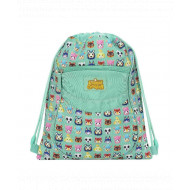 ZAINO COULISSE ANIMAL CROSSING ZAINETTO A SACCA VERDE 42X35CM TASCA CO ZIP FACCINE ANIMALI E GLITTER PANINI SCUOLA ITALY