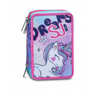 ASTUCCIO SCUOLA 3 ZIP A LIBRO SJ GANG ANIMALI UNICORNO SJ GIRL45PZ.PENNA CANCEL.FRIXION/PASTEL.GIOTTO+ACCESS.SEVEN ITALY