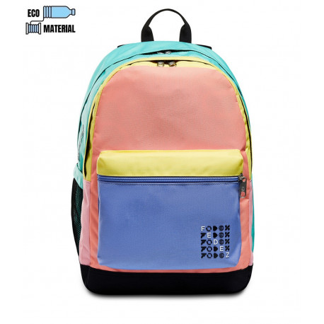 ZAINO SCUOLA ORGANIZZATO FEDEZ ZAINETTO 2 ZIP + TASCA C/ZIP 45X32X13+5CM MULTICOLOR SCHIENALE EBASE NERO DA SEVEN ITALY