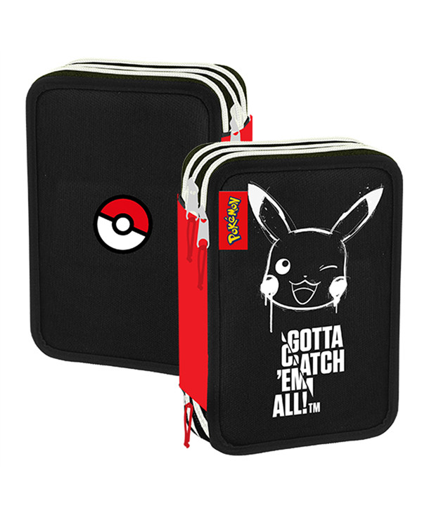 ASTUCCIO SCUOLA COMPLETO ORGANIZZATO 3 ZIP POKEMON ORIGINAL GRUPPO  CARTORAMA ITALY