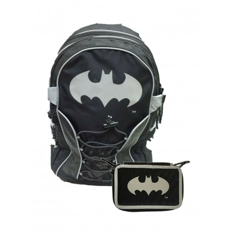 SCHOOL PACK ZAINO SCUOLA ORGANIZZATO BATMAN ORIGINAL WB 3 ZIP42X34X18CM+ASTUCCIO3ZIP PASTEL.GIOTTO+ACCESS.44PZ GUT ITALY