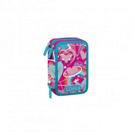 ASTUCCIO SCUOLA 3ZIP A LIBRO COMIX BRIGHT CONT.45PZ.PASTELLI,PENNAREL.GIOTTO,PENNA FRIXION+ACCESSORI PANINI SCUOLA ITALY