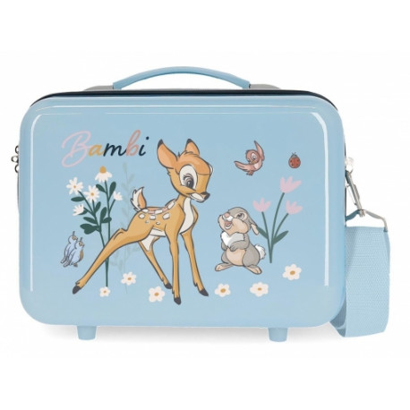 BEAUTY CASE DA VIAGGIO ABS BAMBI BEFORE THE BLOOM DISNEY ORIGINAL VALIGIA29X21X15CM TRACOLLA+FASCIA AGGANCIO PER TROLLEY