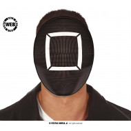 MASCHERA NERA FORATA"THE GAMER"QUADRATO PVC PER TRAVESTIMENTI DI HALLOWEEN CARNEVALE E PARTY A TEMA FILM SQUID GAME