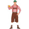 COSTUME BAVARESE TG.L VESTITO CARNEVALE TIROLESE CAMICIA A QUADRI BIANCO ROSSI PANTALONI MARRONI C/BRETELLE NO ACCESSORI