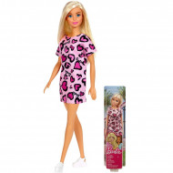 BAMBOLA BARBIE CAPELLI BIONDI CON VESTITINO ROSA CON CUORICINI FUCSIA 30CM IN BLISTER ORIGINAL MATTEL 3+ ANNI