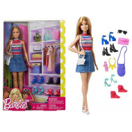 SET BARBIE BAMBOLINA BARBIE E IL SUO GUARDAROBA CON TANTI ACCESSORI MULTICOLOR BARBIE CAPELLI BIONDI ORIGINAL MATTEL