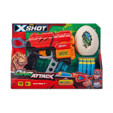 PISTOLA SPARA DARDI A RIPETIZIONE ZURU X SHOT DINO ATTACK DINO STRIKER 90FT PI/27M ARMA COMPLETA DI 8 DARDI 1 GUSCIO U