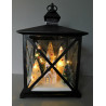 LANTERNA GAZEBO PAESAGGIO CON ALBERI DI NATALE ILLUMINATI E CHIESA CON LUCI LED 38X22X22CM LED LANTERN BATTERIE INCLUSE