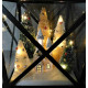 LANTERNA GAZEBO PAESAGGIO CON ALBERI DI NATALE ILLUMINATI E CHIESA CON LUCI LED 38X22X22CM LED LANTERN BATTERIE INCLUSE