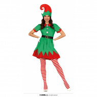 COSTUME ELFA ADULTA TAGLIA M42/44 PER TRAVESTIMENTI SPETTACOLI E SCENE DI NATALE VESTITO CINTURA E CAPPELLO NO ACCESSORI