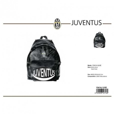 ZAINO AMERICANO FC JUVENTUS NERO LUCIDO 40X30X13CM.TASCA 23X17CM. 100% POLIESTERE PRODOTTO UFFICIALE