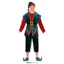 COSTUME ELFO ADULTA TAGLIO L52/54 PER TRAVESTIMENTI DI NATALE CAPPELLO CAMICIA CON GILET CINTURA PANTALONI NO ACCESSORI