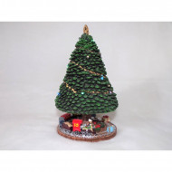 CARILLON ALBERO DI NATALE ILLUMINATO A BATTERIE GIRA CON RICARICA MANUALE SU BASE CON TRENINO.IL MONDO DI CARILLON