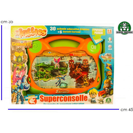 GIOCHIAMO A CRESCERE SUPERCONSOLLE PARLANTE 45X35CM SMART TOUCH 30 SCHEDE EDUCATIVE+6GORMITI CARTOON GIOCHI PREZIOSI