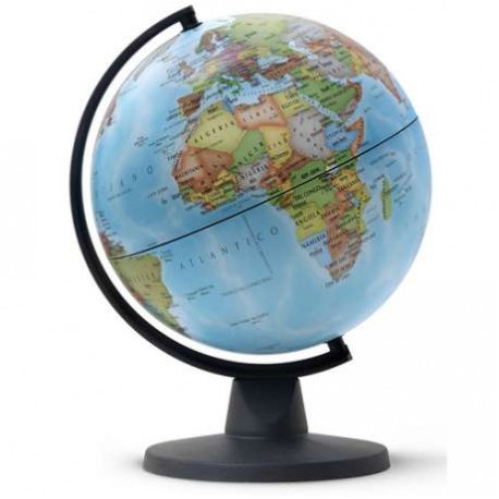 MINI GLOBO GEOGRAFICO 16CM 6" NINI CONTINENTI MAPPAMONDO POLITICO DEL MONDO BASE NERA SCATOLATO TECNODIDATTICA ITALY