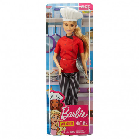 BARBIE YOU CAN BE ANYTHING CHEF DOLL BAMBOLINA BARBIE CARRIERA CHEF CON PADELLA CAPELLI BIONDI DIVISA ROSSA3+ANNI MATTEL