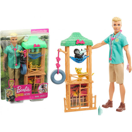 BAMBOLA KEN VETERINARIO NELLA GIUNGLA BARBIE YOU CAN BE KEN 30CM PLAYSET BAMBOLO+ ACCESSORI E ANIMALI 3+ANNI MATTEL