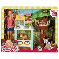 BARBIE VETERINARIA E I SUOI AMICI ANIMALI DOLL E PLAYSET 39X32X8CM CON BAMBOLA BIONDA ACCESSORI ALBERO LIBRO MATTEL