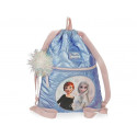 ZAINETTO GYM SAC 1ZIP POM POM ELSA E ANNA FROZEN SEEK COURAGE DISNEY 30X40CM MORBIDO AZZURRO ZIP E SPALLACCI ROSA