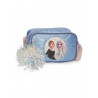 TRACOLLINA CON POM POM FROZEN SEEK COURAGE DISNEY ORIGINAL 19,5X11,5X7,5CM MORBIDA AZZURRA ZIP ROSA STAMPA ELSA E ANNA