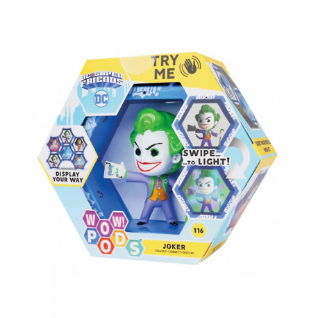 FIGURA LUMINOSA 13X15CM SUPEREROI JOKER DC 116 TRY ME SWIPE TO LIGHT! WOW POODS DISPLAY YOUR WAY + LIBRICINO ISTRUZIONI