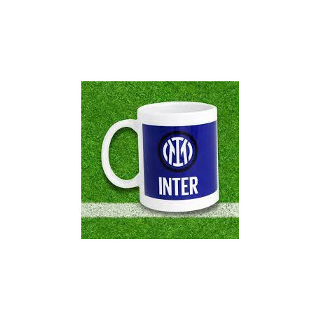 TAZZA MUG IN CERAMICA BIANCA A STRISCIE NEROAZZURRE VERTICALI 9,5X8CM + MANICO CON SCATOLA PRODOTTO UFFICIALE