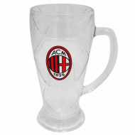 BOCCALE BIRRA AC MILAN 680ML H18XCM VETRO CON MANICO BEER MUG SCATOLATO MILAN OFFICIAL PRODUCT GIEMME TORINO ITALY