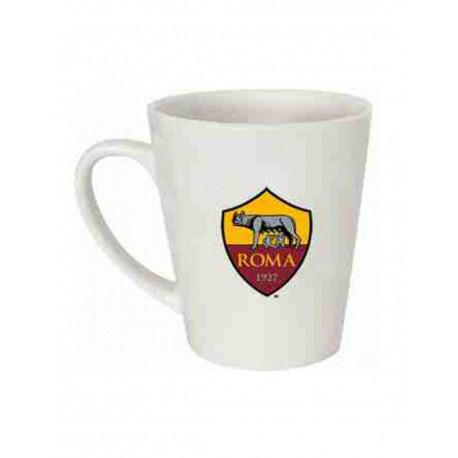 TAZZA COLAZIONE AS ROMA MUG CONICA IN PORCELLANA BIANCA CON LOGO 10X12X9CM PRODOTTO UFFICIALE GIEMME TORINO ITALY