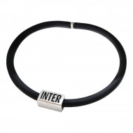 BRACCIALE FC INTERNAZIONALE SILICONE NERO PIASTRINA ACCIAIO SCRITTA NERA CON SCATOLA PRODOTTO UFFICIALE GIEMME ITALY