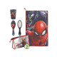SET DA VIAGGIO SPIDER MAN MARVEL BEAUTY CASE COMPLETO 4PZ BUSTINA GRANDE TRASPARENTE + SPAZZOLA BICCHIERE ASCIUGAMANO