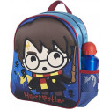 SET SCUOLA ZAINO ASILO HARRY POTTER 3D ORIGINAL 31X25X11CM CON BORRACCIA ALLUMINIO 500ML BLU CON STAMPA CERDÀ ORIGINAL