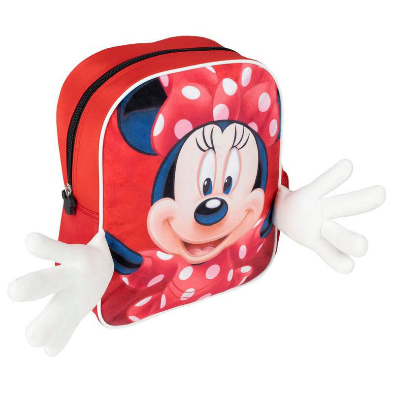 ZAINO ASILO MINNIE MOUSE 3D CON MANI PELUCHE 9X24X29CM ROSSO 1 ZIP TASCA PORTA BORRACCIA DISNEY ORIGINAL CERD Parole e Pensieri