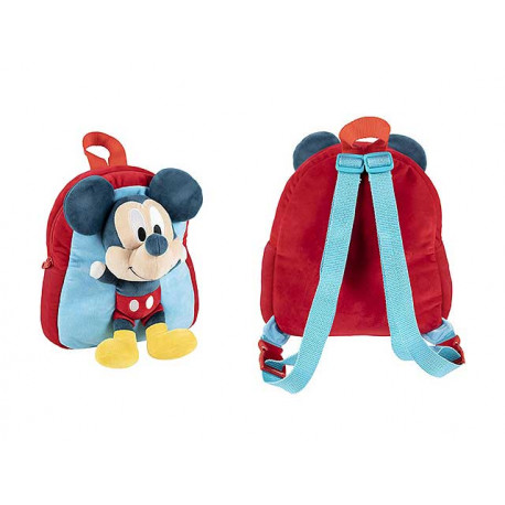 ZAINO ASILO CON PELUCHE MICKEY MOUSE 3D ROSSO AZZURRO 20X23X8CM 1ZIP ZAINETTO ODISNEY AND FRIENDS ORIGINAL CERDÀ