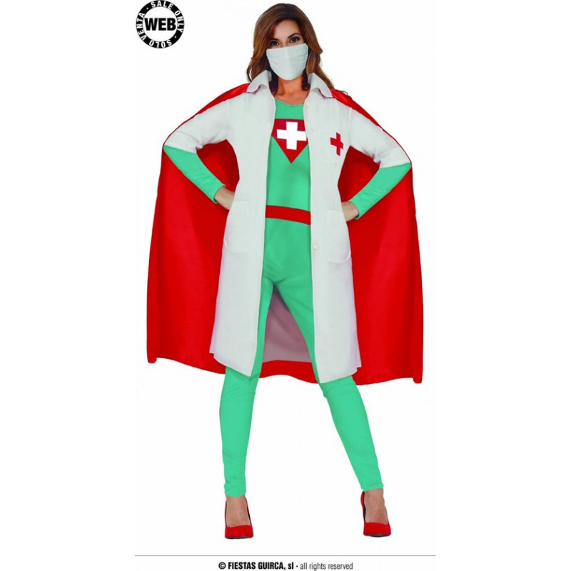 COSTUME CARNEVALE SUPER DOTTORESSA TG.M42 44 VESTITO SUPEREROINA