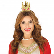 DIAVEMA MINI CORONA ORO CON GEMME CORONCINA PER TRAVESTIMENTI DI CARNEVALE FESTE E PARTY A TEMA REGINA RE MEDIOEVO