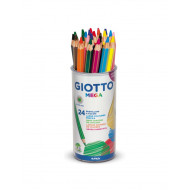 BARATTOLO GIOTTO MEGA 24 PASTELLONI LEGNO 12 COLORI 2 PER COLORE MEGA EXTRA LARGE MINA 5,5MM ALTA QUALITÀ FILA ITALY