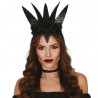DIADEMA NERO CON FIORI REGINA MALEFICA PER TRAVESTIMENTI DI CARNEVALE ALLOWEEN SCENE E PARTY A TEMA HORROR