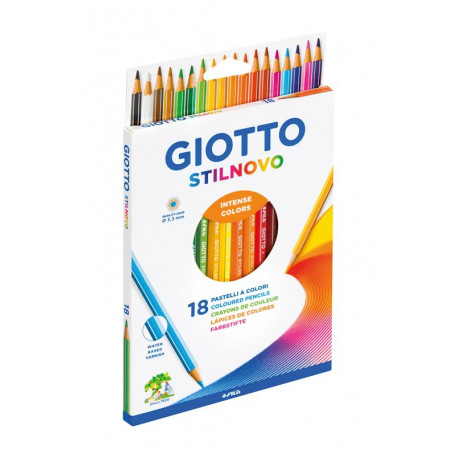 GIOTTO COLORI A LEGNO STILNOVO 18 PZ PASTELLO ESAGONALE 6,8MM MINA DA 3,3 MM OTTIMA QUALITÀ E RESA FILA SPA ITALY