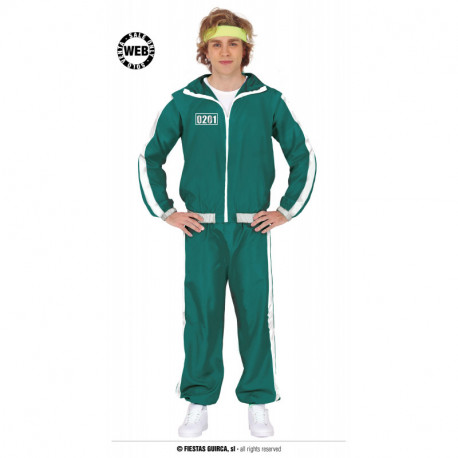 COSTUME CARNEVALE THE GAMER GYNNAST TG.M TUTA VERDE PER TRAVESTIMENTI A TEMA FILM SQUID GAME NON ORIGINAL NO ACCESSORI