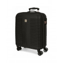 TROLLEY DA VIAGGIO ABS ROLL ROAD INDIA NERO VALIGIA 4 RUOTE BAGAGLIO A MANO 36X55X20CM 2,6KG 2ZIP EXPAND CHIUSURE A COMB