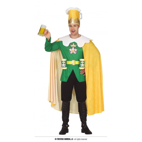 COSTUME CARNEVALE BEER KING VESTITO UOMO BIRRA CAPPELLO CAMICIA E CINTURA PORTA BIRRE TG.L NO PANTALONI NO ACCESSORI